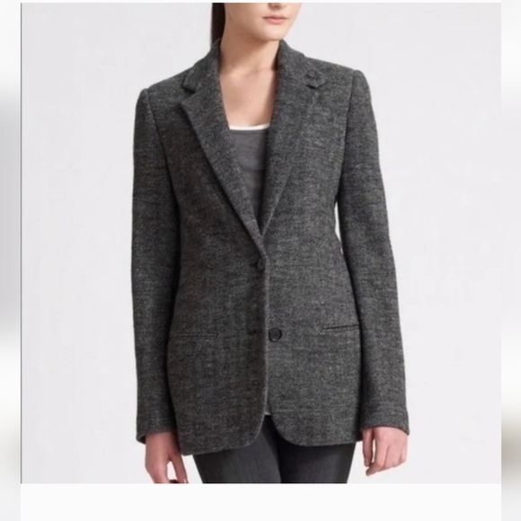 VINCE Wool Grey Herringbone Tweed Blazer/ Jacket. Size 4 - Picture 14 of 14